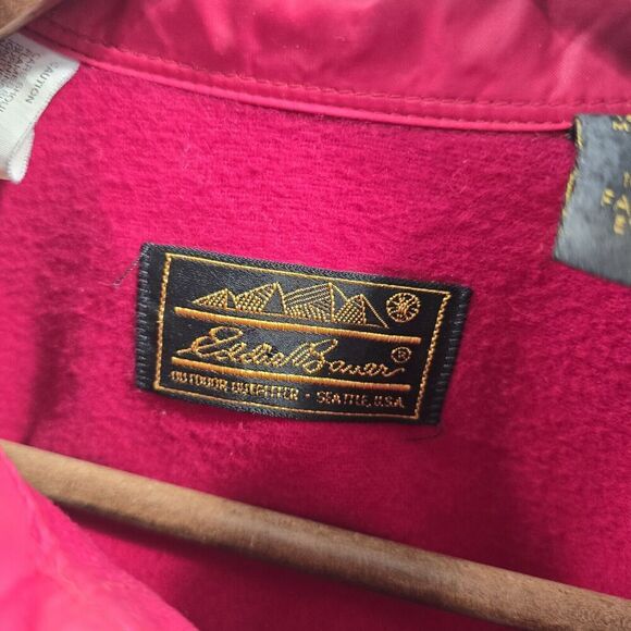 Eddie Bauer Shirt Mens Large Red Flannel Chamois Vintage Pheasant Embroidery - Picture 4 of 12